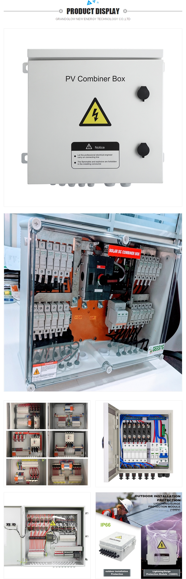 12 in 2out 500vdc Panel Solar Combiner Box with IP65 Water Resistant