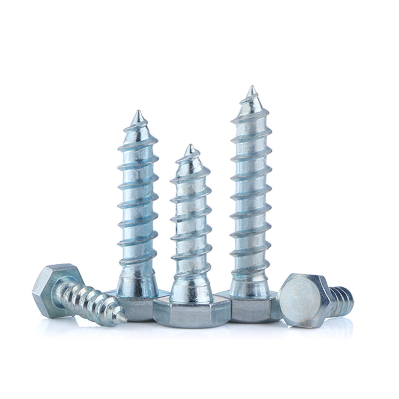 Metric Carbon Steel White Zinc Cross Wood Screw DIN571 External Hexagonal Head HDG Zn