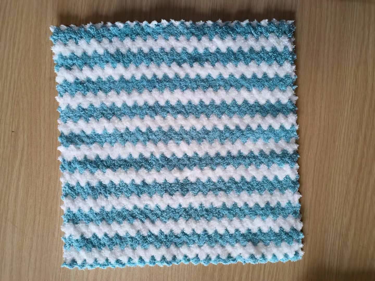 320gsm Microfiber Coral Fleece Kitchen Towels Dishcloth With Zigzag Ultrasonic Cutting