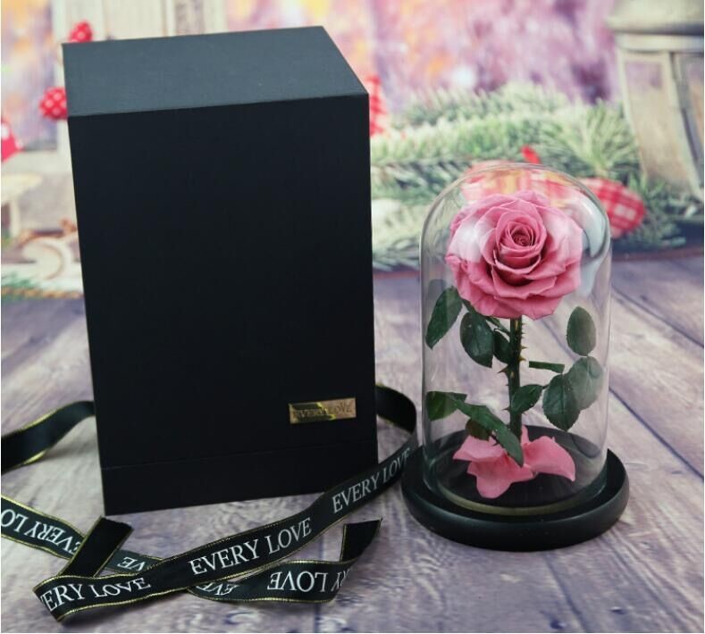 Preserved Flower Eternal Rose in Glass Long Lasting Flowers Home Decoration Everlasting Flowers