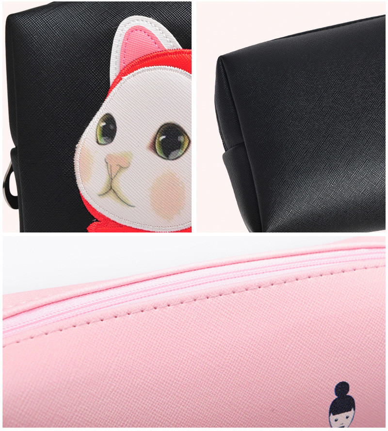 Custom Printed Leather Red Cartoon Travel PU Makeup Bag