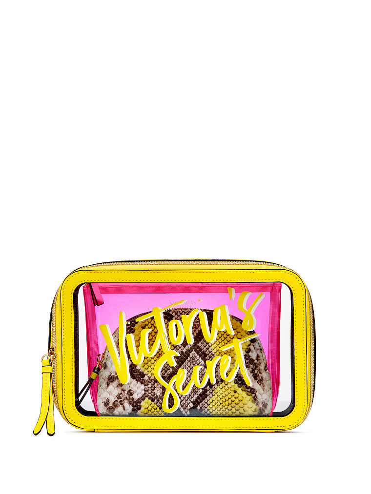 Travel Cosmetic Bag PVC Make-up Pouch Handle Straps for Women Men, Carry On Airport Airline Compliant Quart Bags