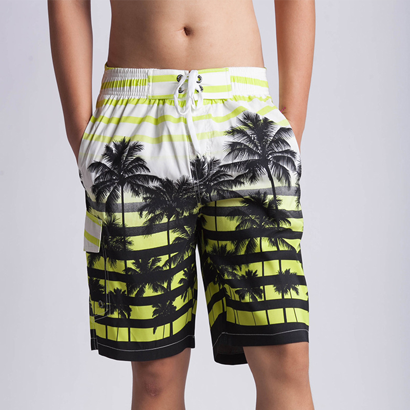 Oem Factory Manufacturer Custom Logo Knitted Beach Surf Shorts Hawaiian Style Male Swimming Wear