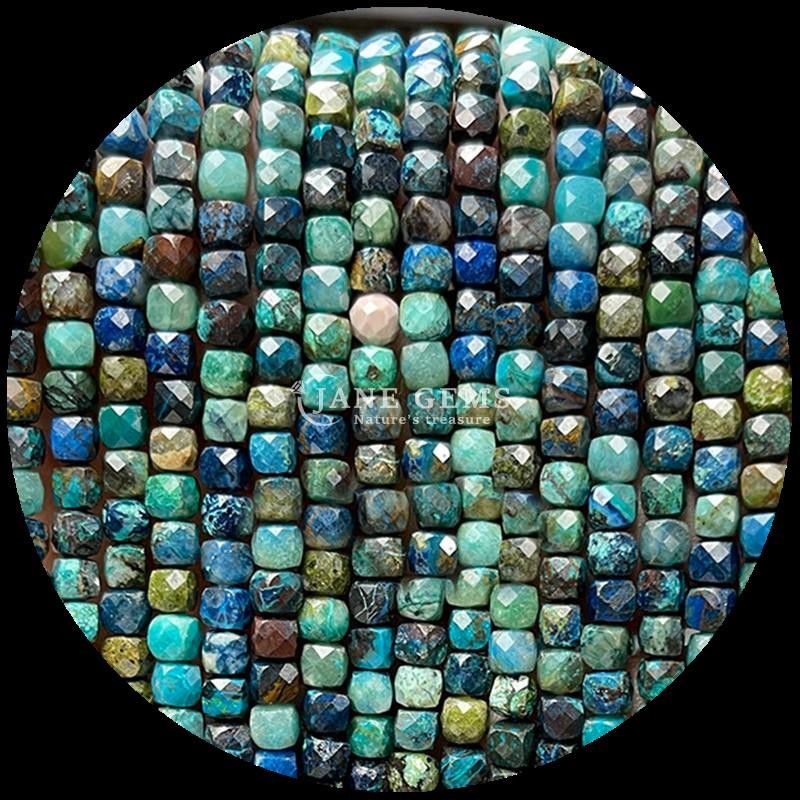 Assorted Cube Shape Natural Gemstone Beads Fluorite Morganite Loose Strands Beads for Jewelry Making
