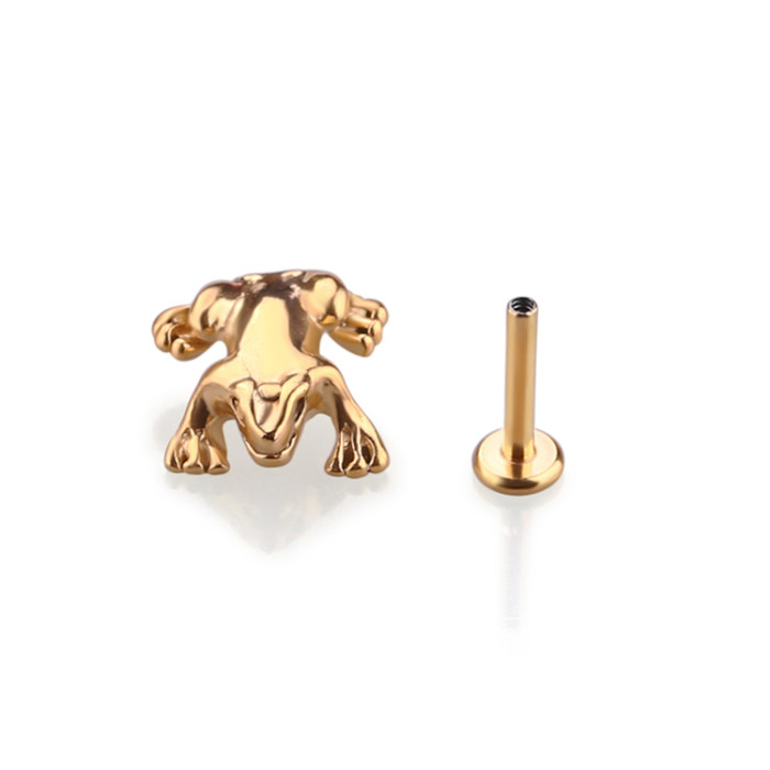 Wholesale body piercing jewelry frog shape labret ring lip stud