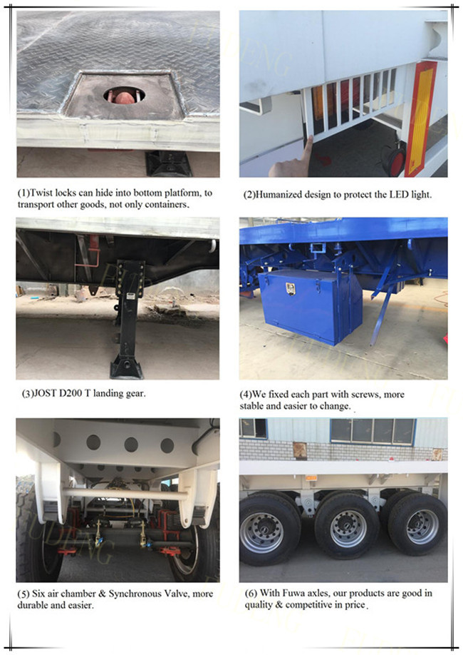 Containers Transportation Heavy Duty Trailer 12500 * 2500 * 1560 mm Size