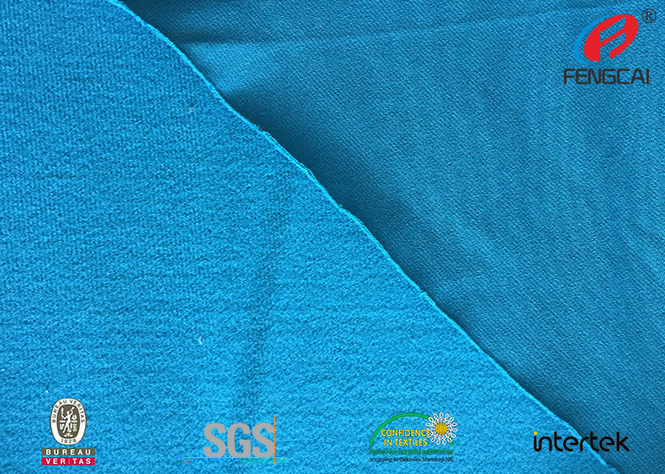 Dry Fit Mercerized Polyester Tricot Knit Fabric For Cloth One Side Brushed