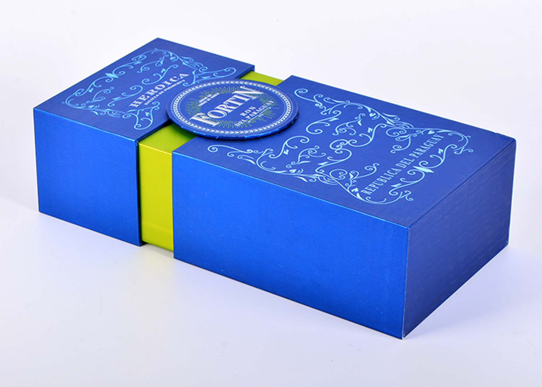 Fancy Paper Luxury Packaging Boxes Cardboard Wine Glass Bottle Packing Brilliant Blue