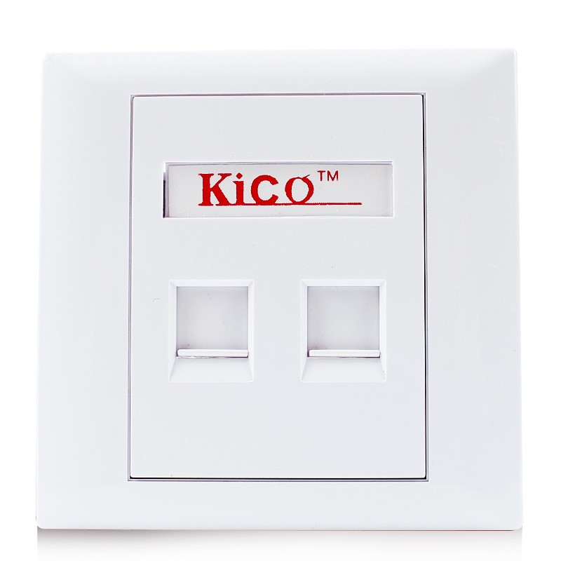 Kico Hot Sale cat6 cat5 cat7 RJ11 RJ45 2 Port Type 86*86 Networking Faceplate Outlet Socket Keystone Jack Plate Panel Factory