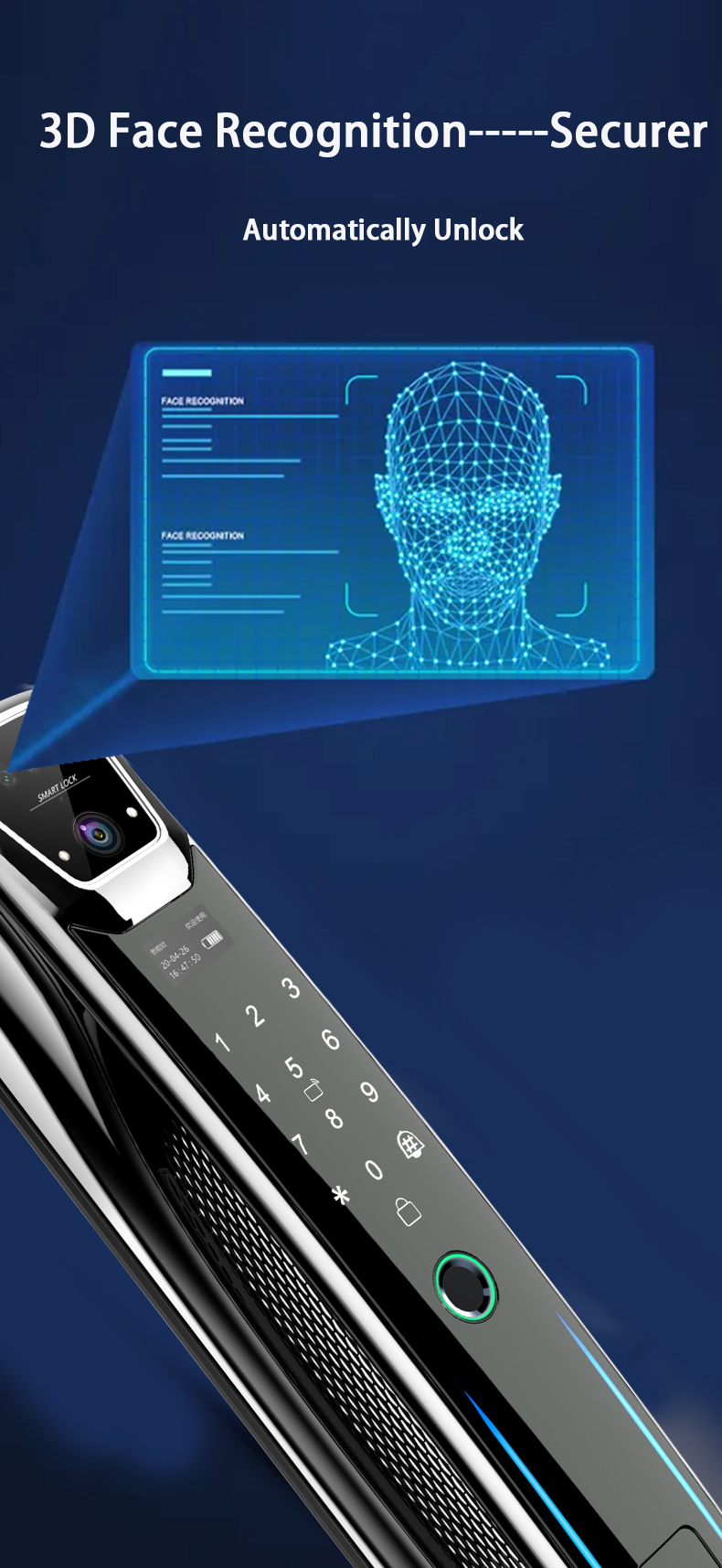 S937MAX 3D Face Recognition Camera Fingerprint Door Lock WiFi Code Card Smart Lock Door
