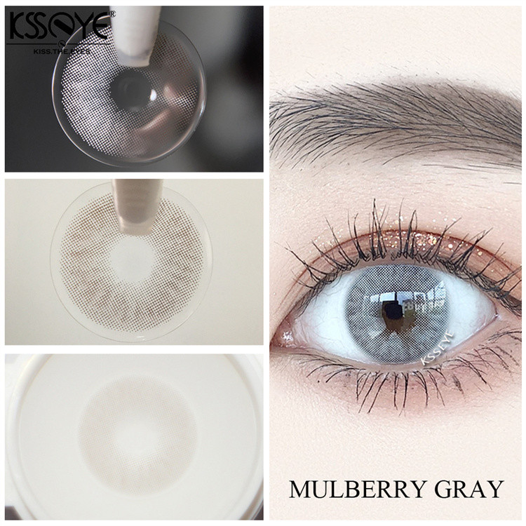 KSSEYE Soft Circle Cosmetic Big Eye Mulberry Grey Eye Color Contact Yearly 14.00mm