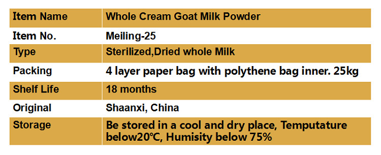25kg/Bag Dry Sterilized Instant Raw Goat Milk Powder