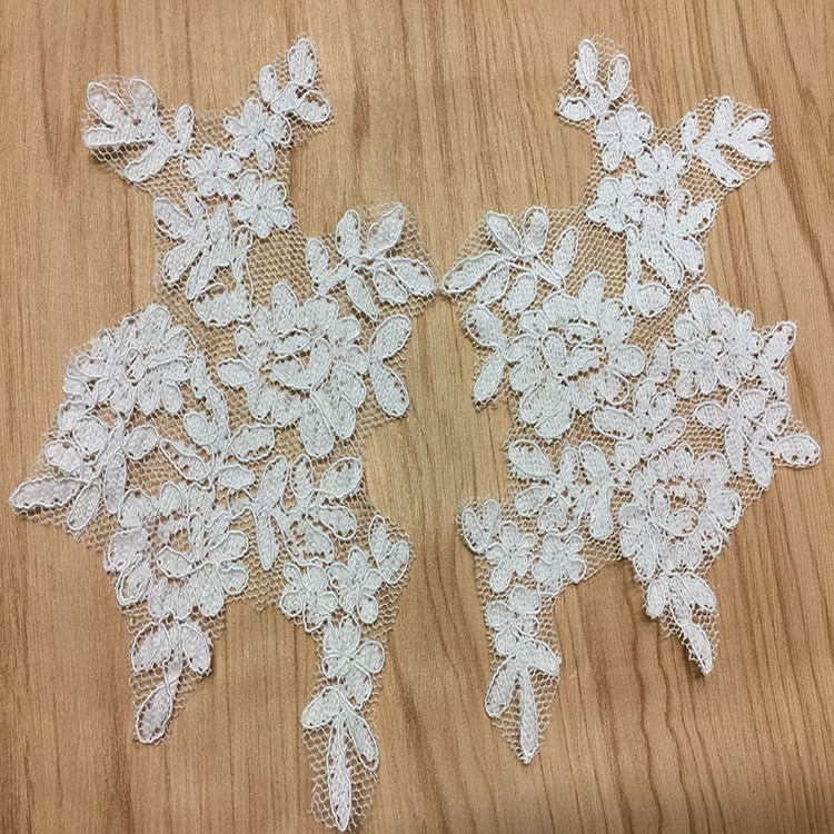 Ivory Venise Cord Lace Applique for Bridal Gown Wedding Dress decoration