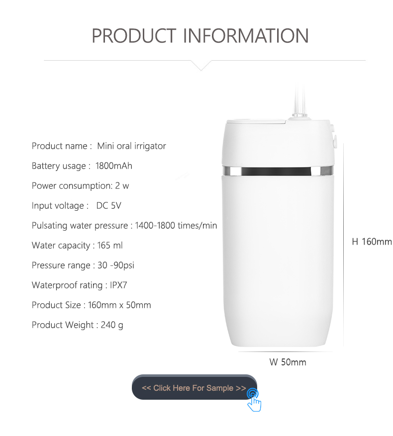 Mini USB Rechargeable Oral Water Irrigator With 2PCS Jet Tips