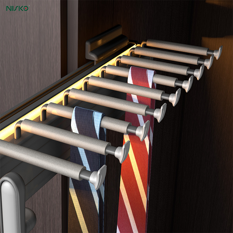 Wardrobe Ties Pull Out Rack Soft Closing Side Mounted