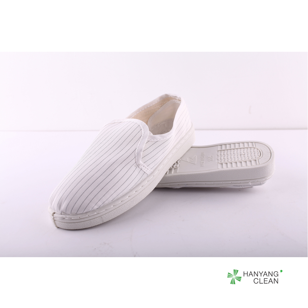 Pharmaceutical factory cleanroom stripe canvas PVC outsole shoe breathable esd antistatic work shoes