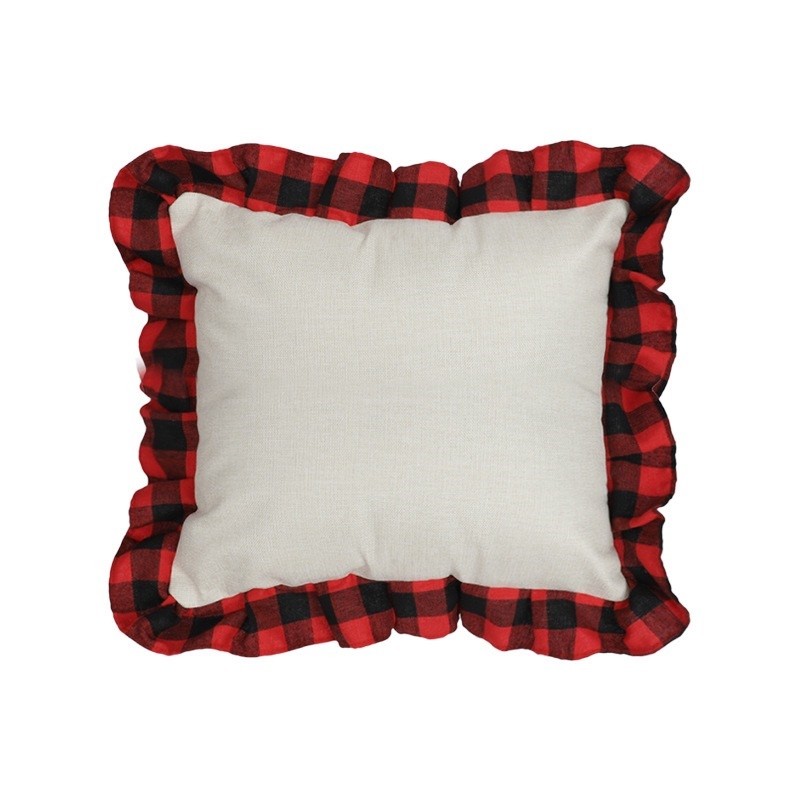 Double Sided Sublimation Pillow Case Blanks Printed Plaid Cotton Linen Pillow Case