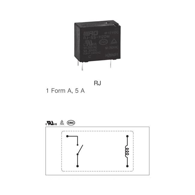 Flux Resistance Mini PCB Mount Relay 12V 5A SPST 4KV For Car Air Conditioner