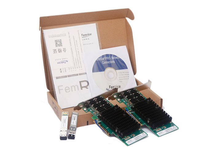 Femrice 10Gbps Dual Port Unidirectional Transmit Gigabit Ethernet Server Adapter PCIe x8 SFP+ Slots Network Controller
