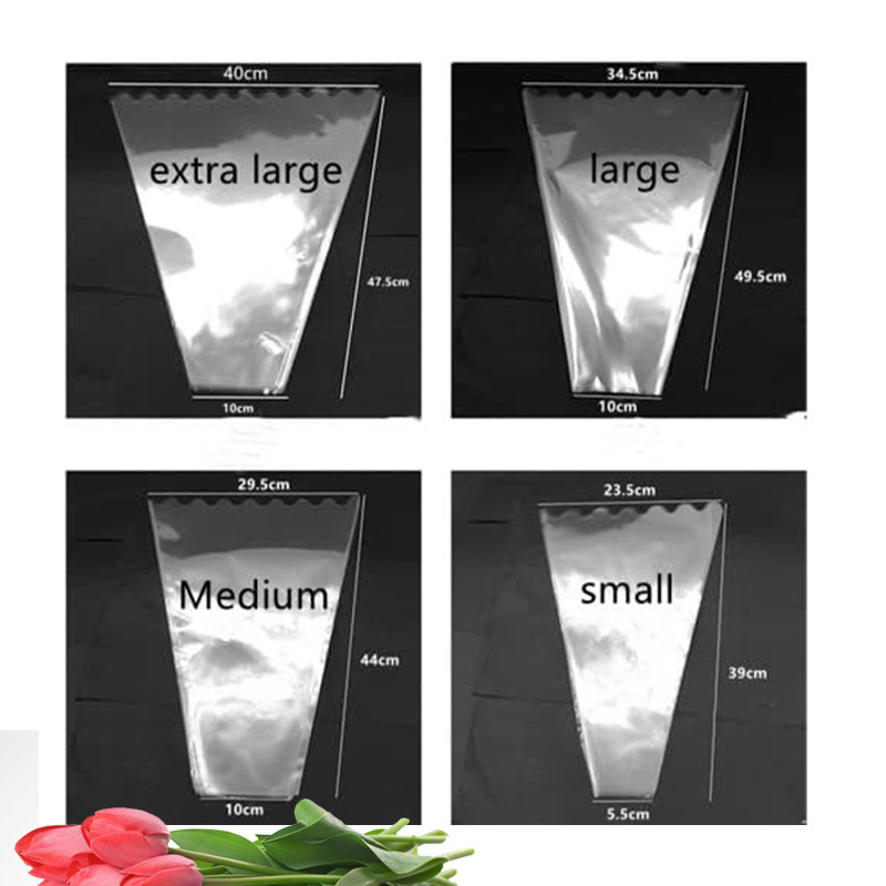 Flower Packaging Bag Plastic Cellophane Sleeve Waterproof Transparent Color