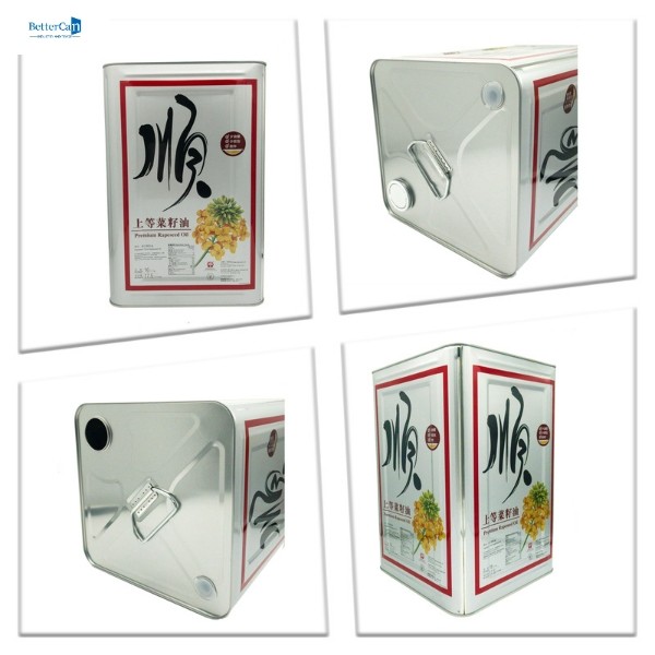 10L Cooking Oil Tin Can , 16 Liter Empty Rectangular Tin Container