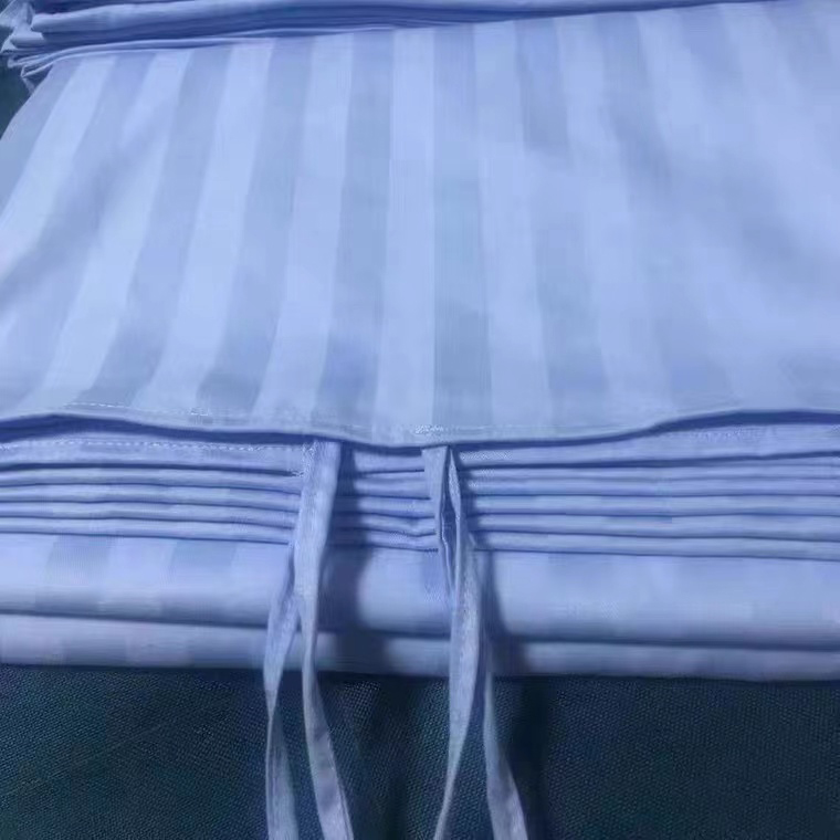 Customized Hospital Medical Fitted Bedding Set Solid Striped 100% Cotton Fabric 3 Piece