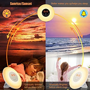 Touch Control DC5V Natural FM Wake Up Alarm Clock Light Sunset Simulation