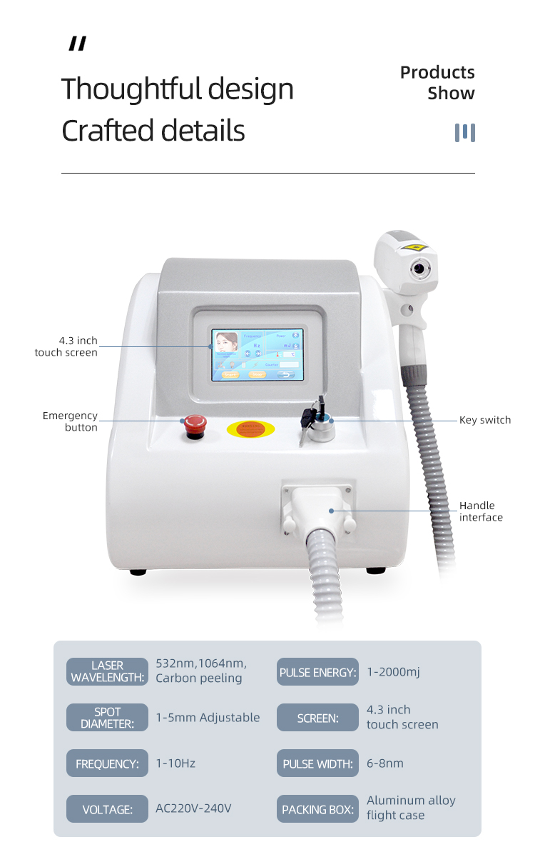 Portable Nd YAG Laser Q Switch Birthmark Chloasma Pigment Tattoo Removal Skin Whting Beauty Machine