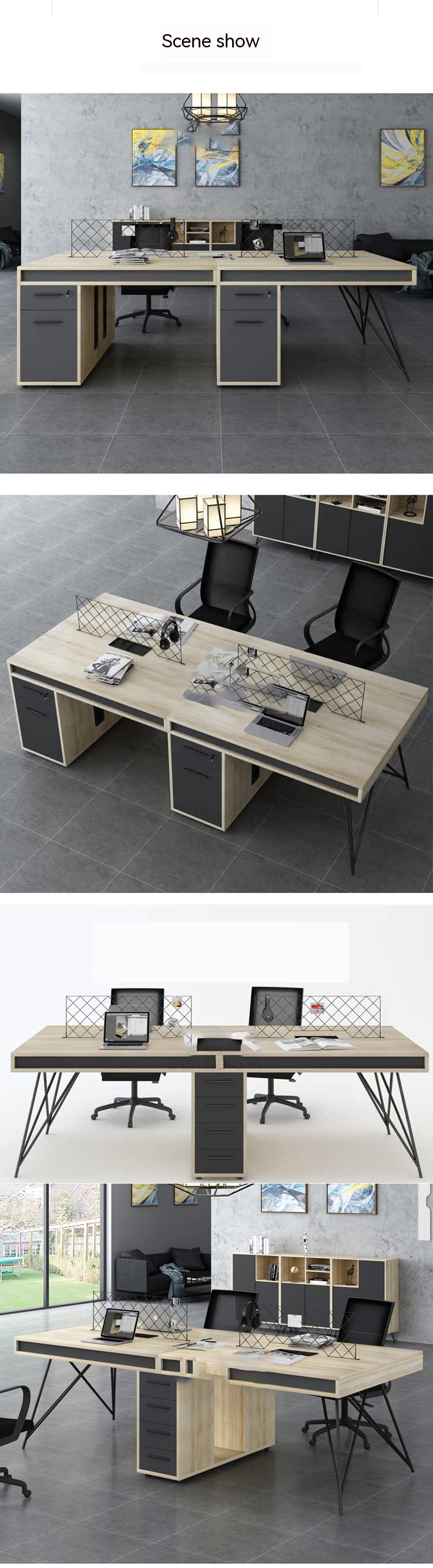 Simple Modern Office Furniture Table and Chair Combination for Open Staff Workstation