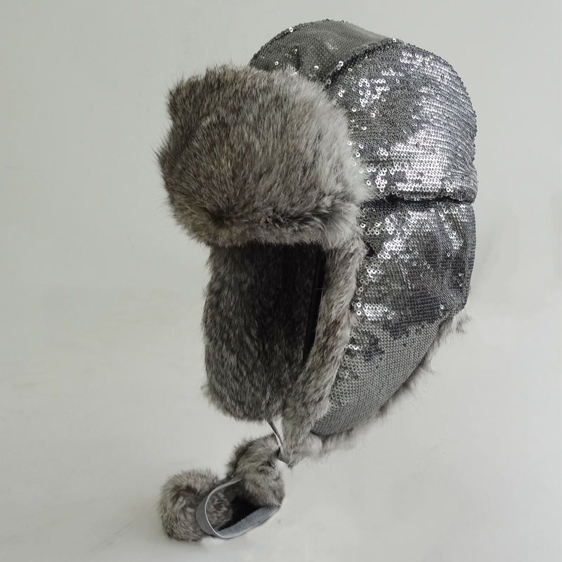 Unisex Factory Direct Custom Russian Style Rabbit Fur Trapper Hat
