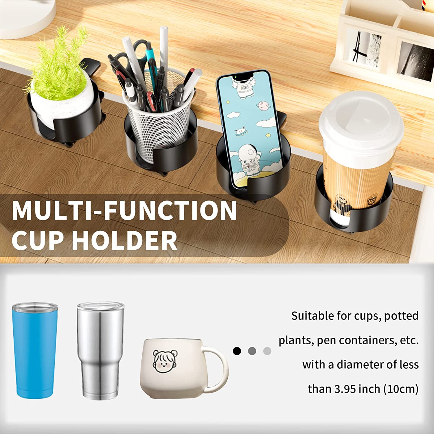 Multifunctional Desk Cup Holder 360 Degree Rotation for Anti-Spill Water Bottle Stand