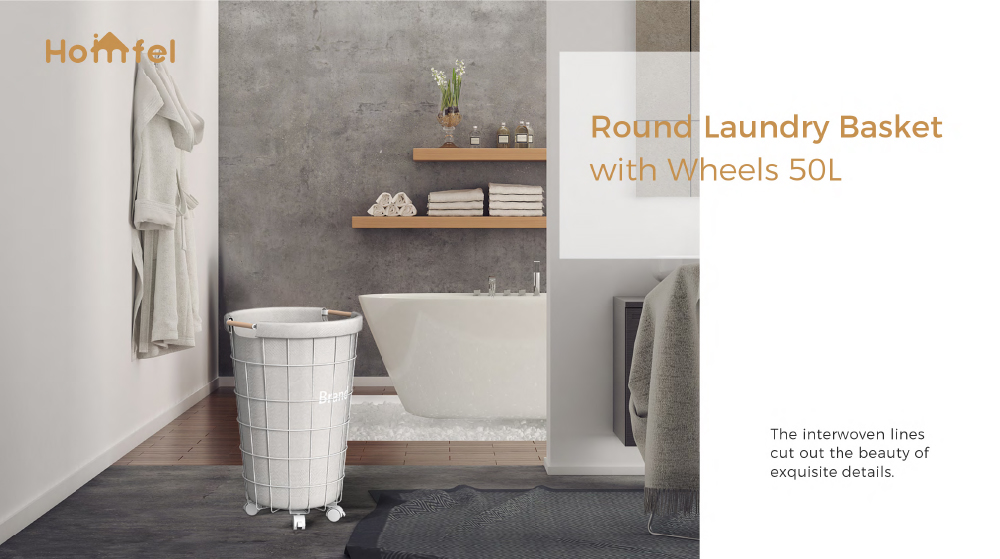 Household Wire Laundry Hamper With Wheels Metal Clothes Hamper 400x419x583mm