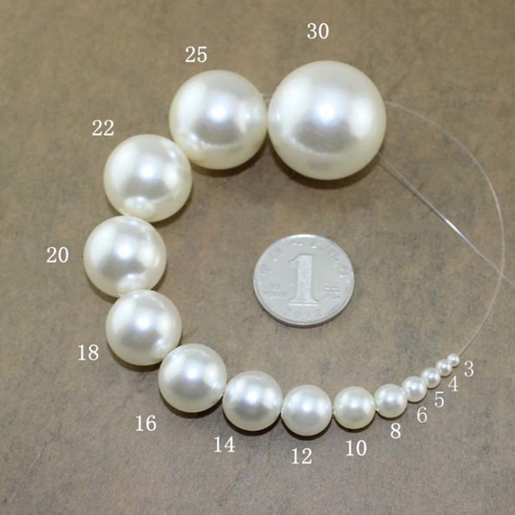 Whtie Color 3mm -30mm Round ABS Plastic Bead Imitation Pearls