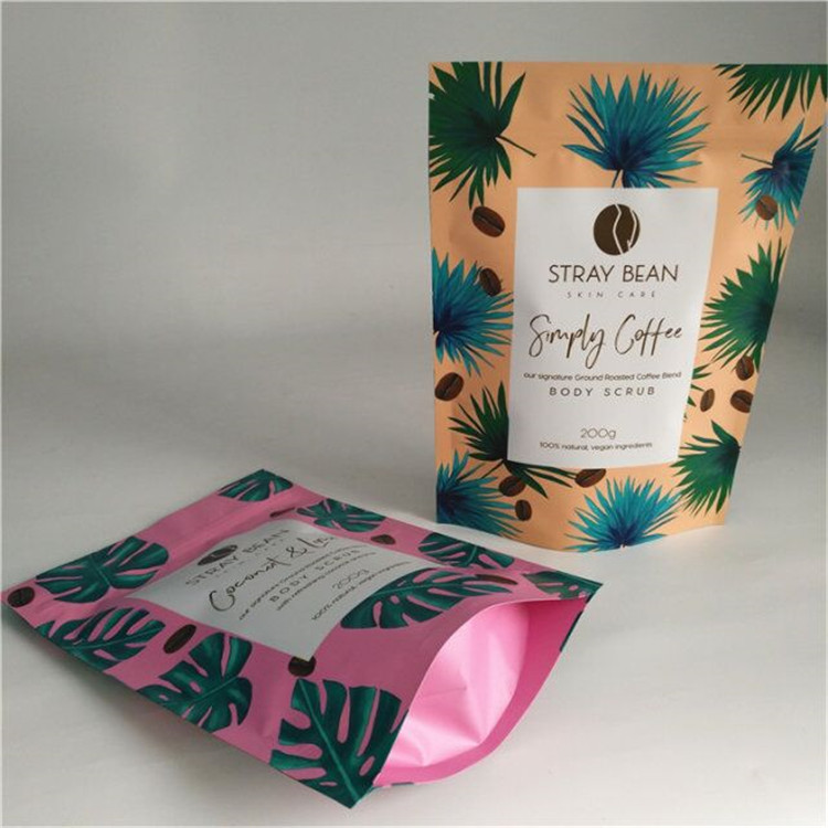 Matte Stand Up Tea Bags Packaging Plastic Zipper Coffee Bag With One Way Degassing Valve