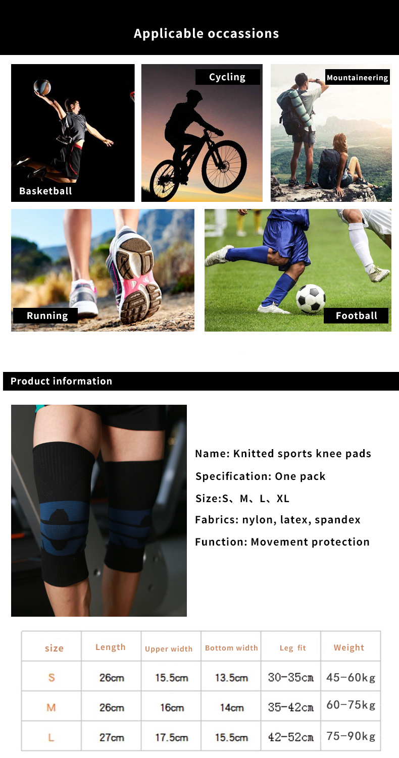 3D Non Slip Medical Grade Compression Knee Pads Nylon Straps For Volleyball