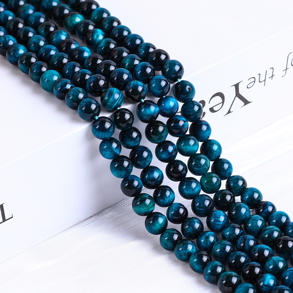 8mm Lake Blue Tiger's Eye Gemstone Healing Crystal Stone Beads For Jewelry Making