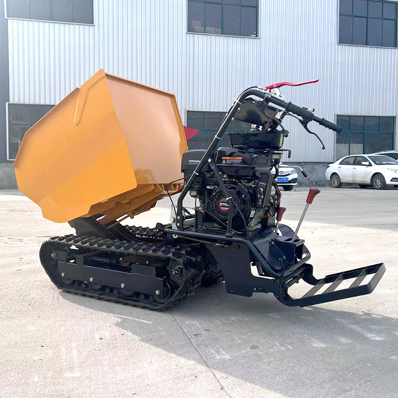 Steel Chassis Gasoline Fuel Small Tracked Dump Truck 500kg Adjustable Speed