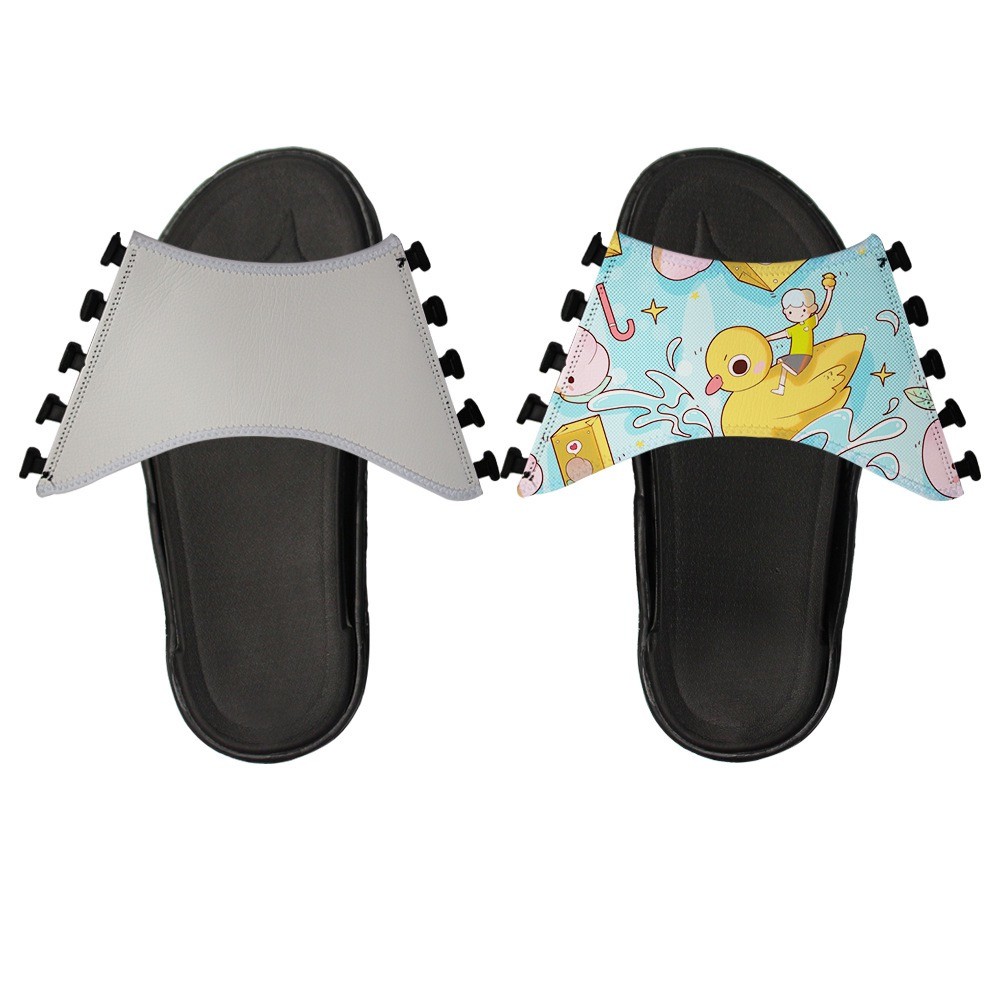Customized Sublimation Sports Slippers With Printable Leather Upper Flip Flop Blanks For Sublimation