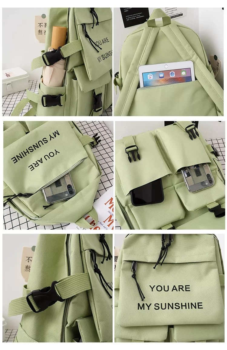 Travel Laptop Backpack School Bag Sets Girl Solid Color With Pencil-Case Wholesale