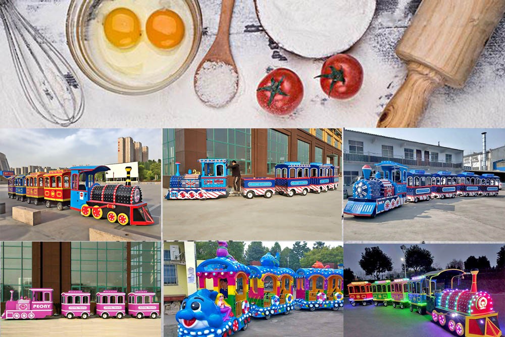Supermarket Electric Trackless Train / Kids Party Train Ice And Snow World Style