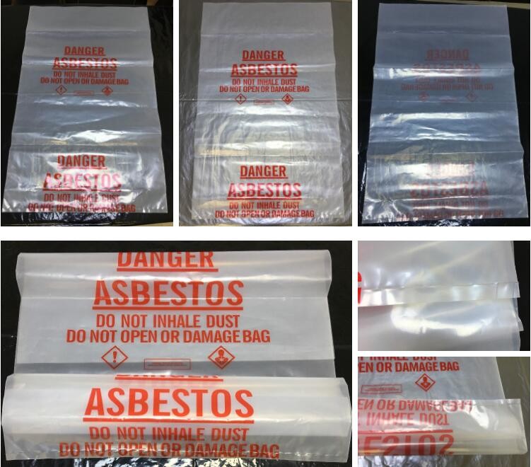 PE packing bag for Asbestos fibers, large size thicker LDPE asbestos remove bags, Large Asbestos Waste Removal Bags, pac