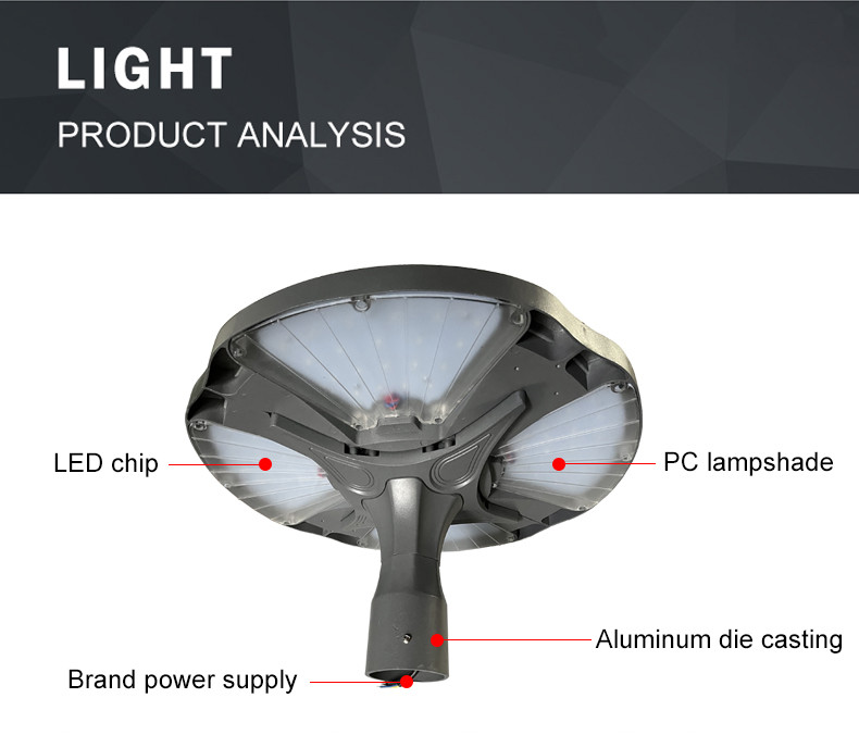 Garden Lamp 30W 3000-6000K IP65 500*500*350MM 5.5KG 140-76MM 3-6M