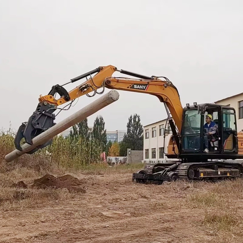 Wire Pole OEM Powerful Machine Excavator Attachments Electric Pole Excavator Rotating Pole Setter Grapple