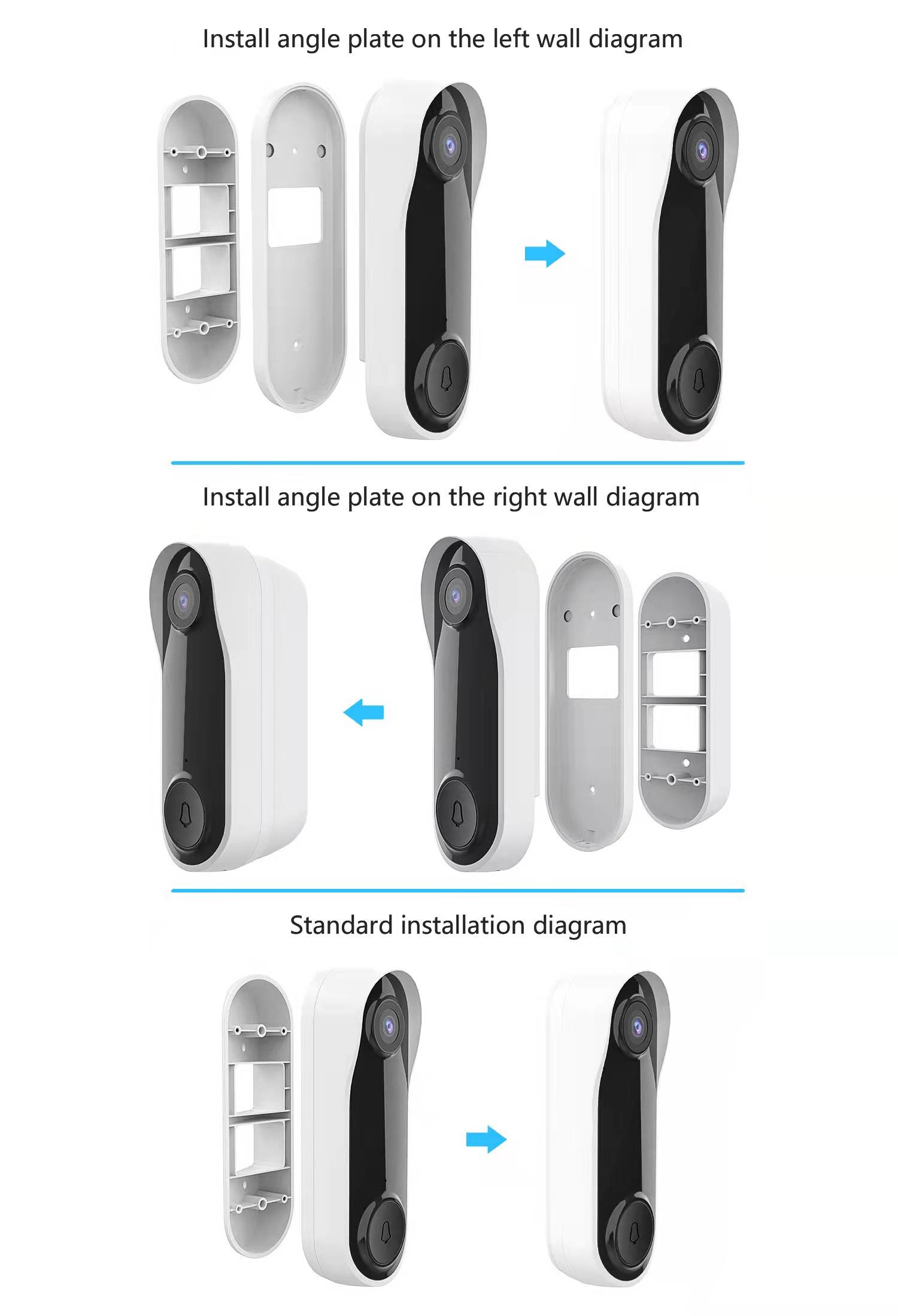 H.264 WIFI Video Doorbells AC12-24V White Black Customized Color