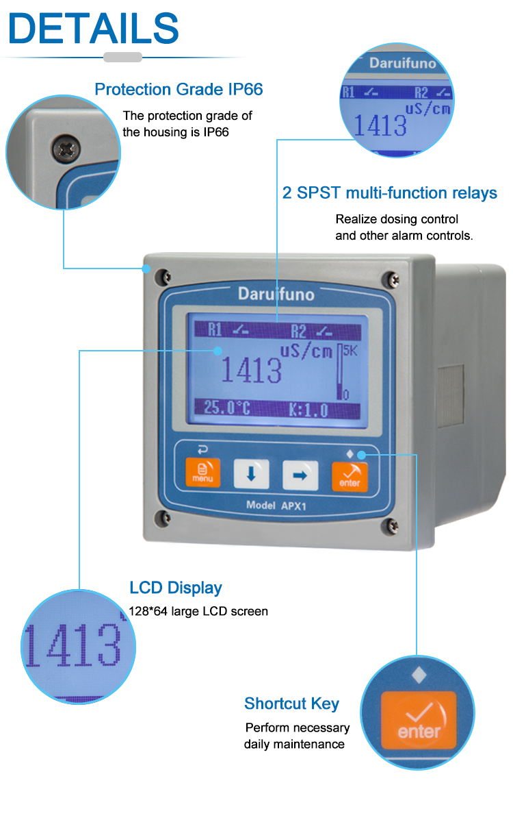 Analog 0.00~10.00 MS/Cm Conductivity Controller For Pure Water