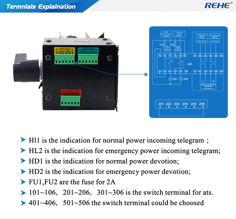 ATS1-GA AC400V 3P/4P ATS Auto/ Manual Automatic Transfer Switch Changeover Switches voltimetro para auto