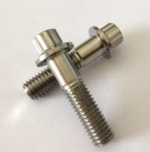 Natural Finish GR5 Grade Titanium Bolt M8 x1.25x 32MM 12 Point Flange Bolt for Chemical Plants