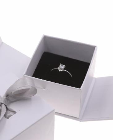 Small Fancy Paper Wedding Ring Holder Box Jewelry Rigid Cardboard Box With Flap Lid