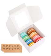 White Paper Bakery Box with Window Square Cardboard Disposable Cake Box