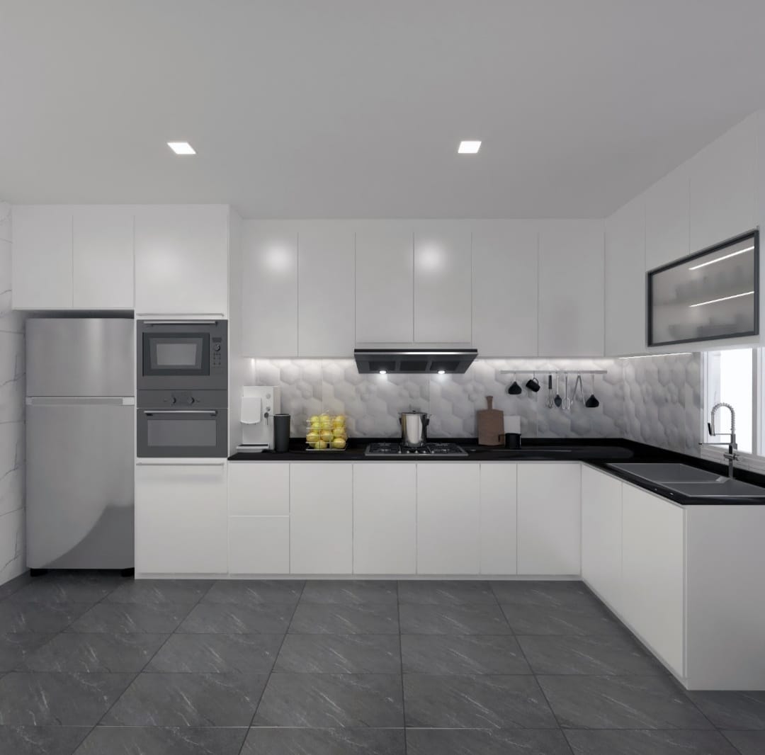Classic Modern White Kitchen Cabinets Modular Stainless Steel Customized
